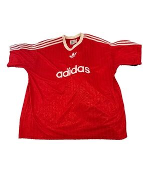 Red Men's Adidas Jersey Soccer Football Stripes Logo Size XXL 2X 2XL